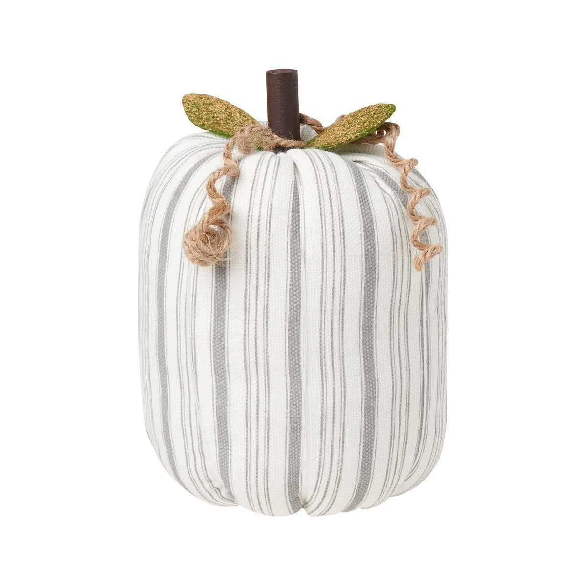 Large Gray Striped Fabric Pumpkin