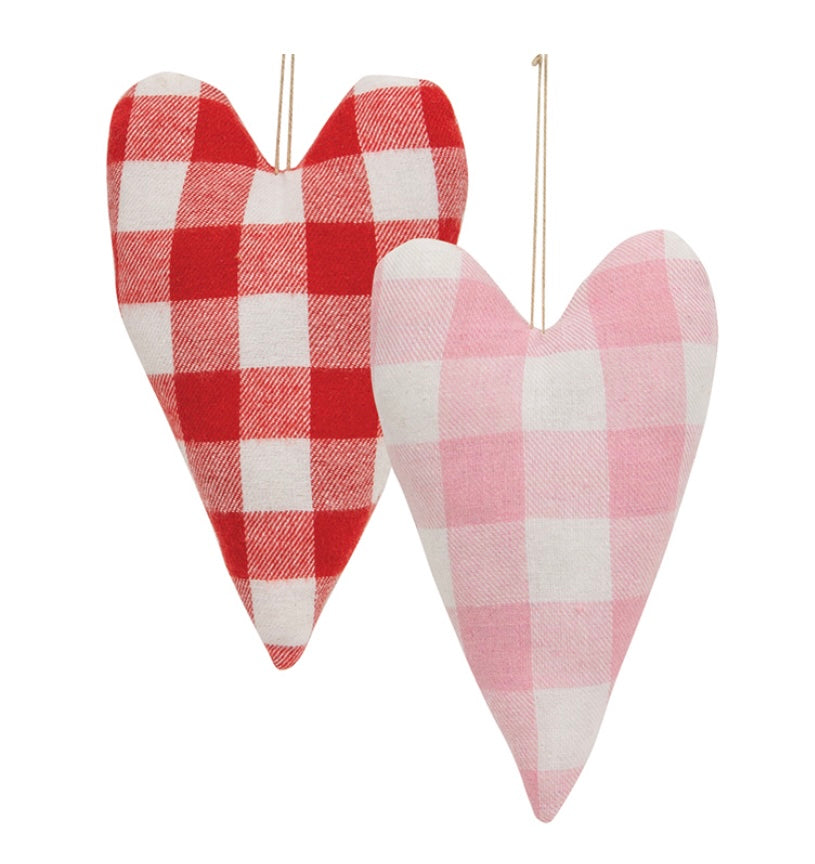 Buffalo Check Heart Pillow Ornaments - 2 Colors