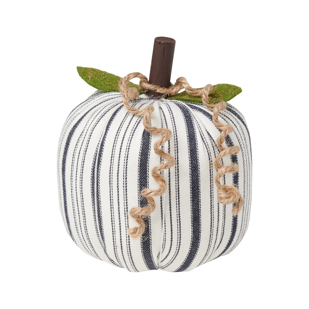 Medium White/Black Striped Fabric Pumpkin