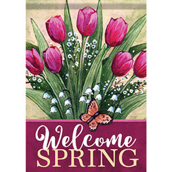 Tulips and Butterfly Garden Flag