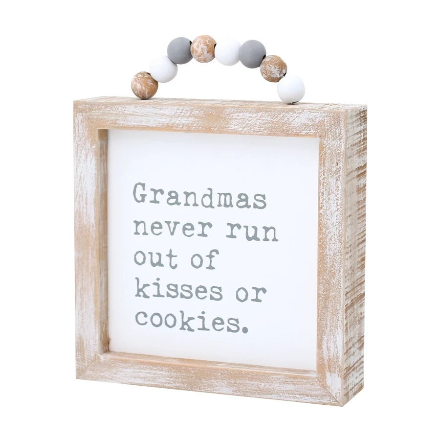 Grandma Kisses Framed Sign With Beads