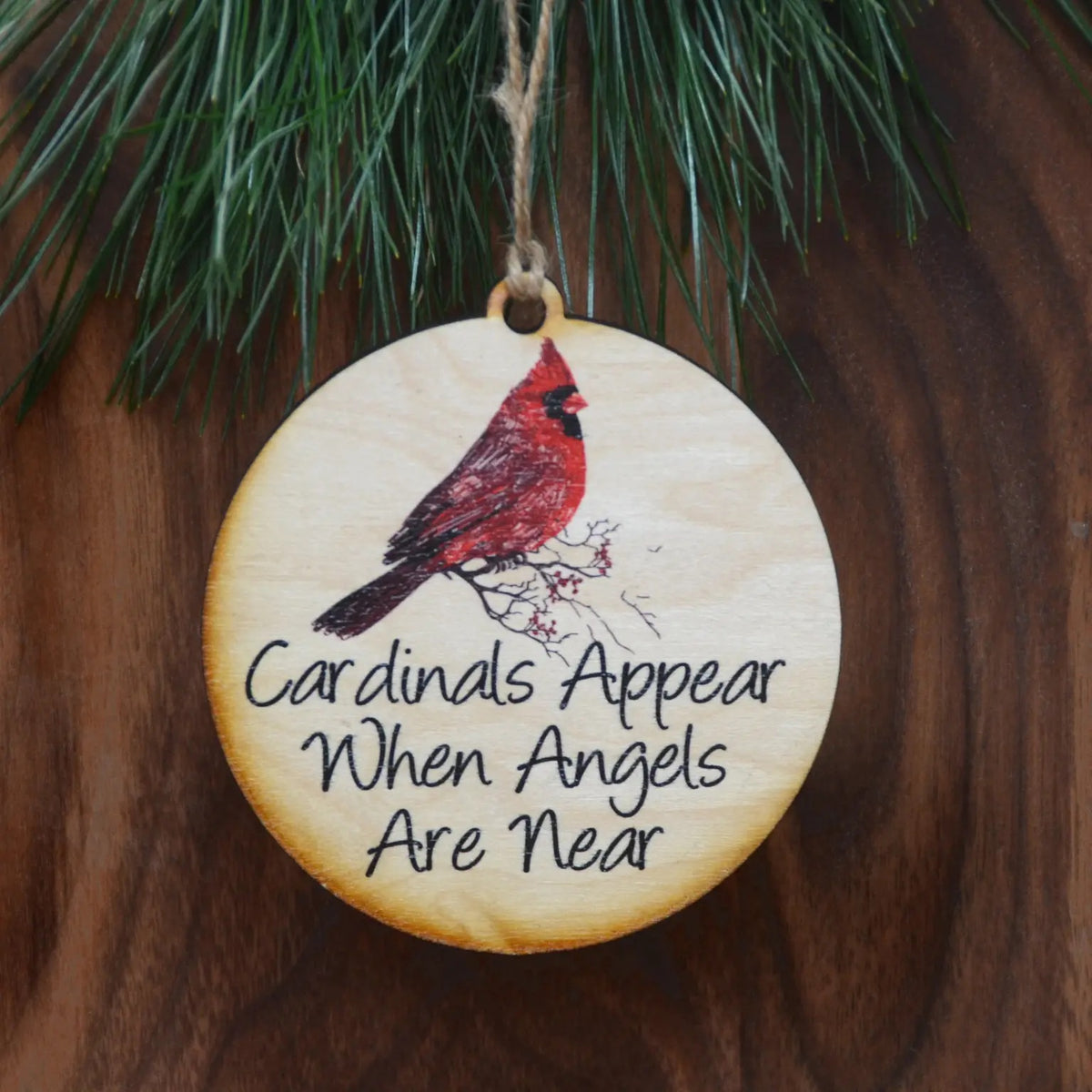 Cardinals Appear Wood Ornament