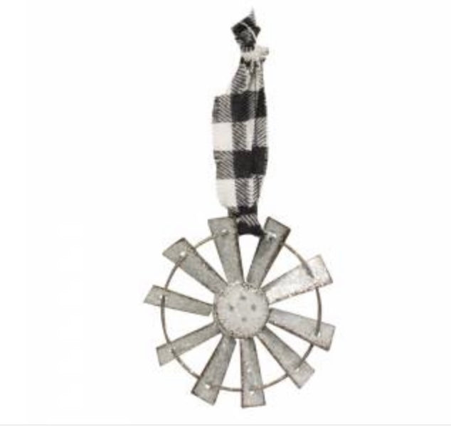 Windmill Ornament with Black &amp; White Hanger