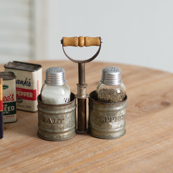 Galvanized Salt &amp; Pepper Caddy
