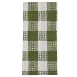 Wicklow Check Waffle Dishtowel - Sage