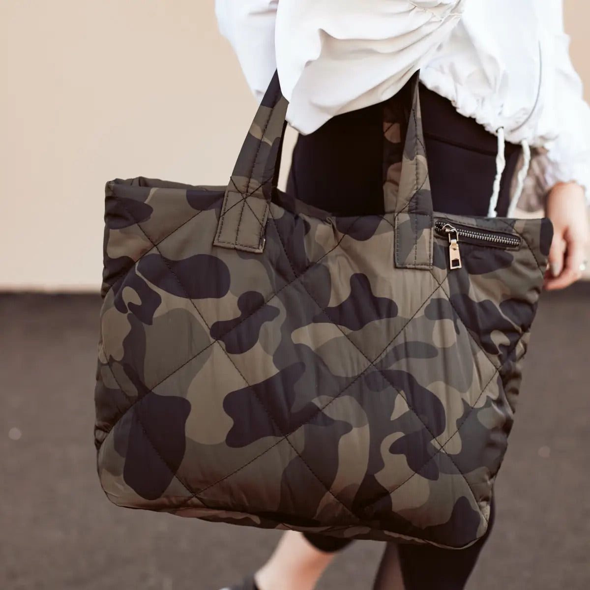 Cienna Quilted Camo Tote - the olde farmstead