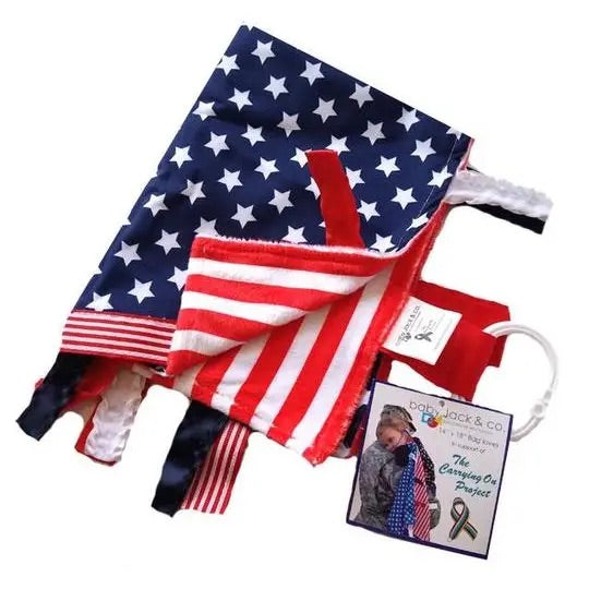 USA Flag Military Tag Blanket Lovey
