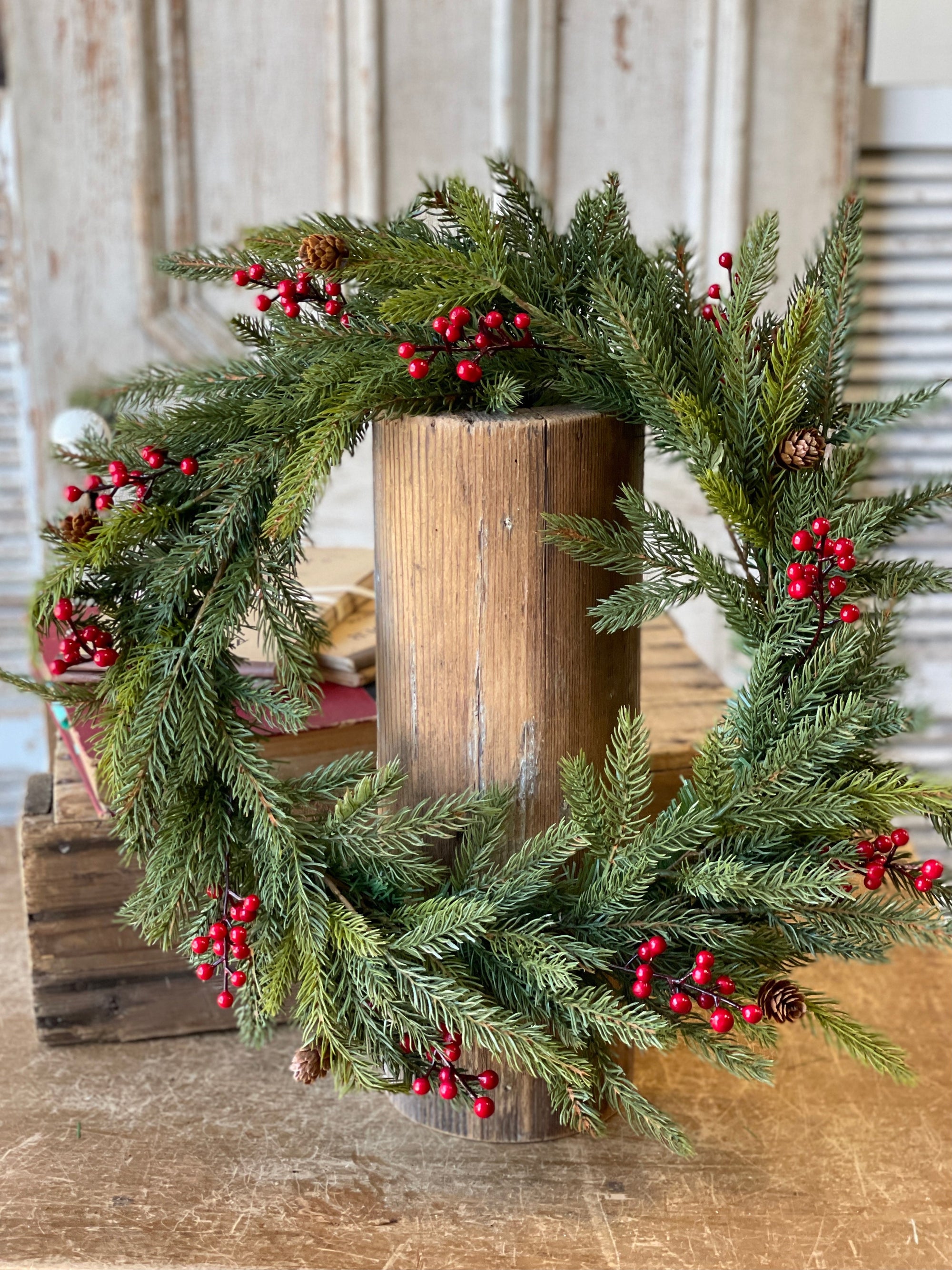 White Spruce with Berries Wreath