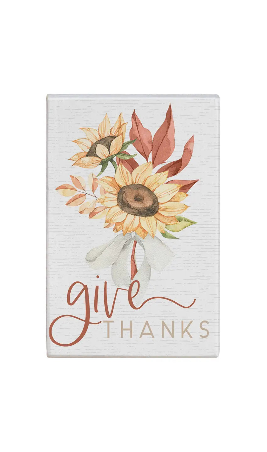 Give Thanks Sunflower Block Sign