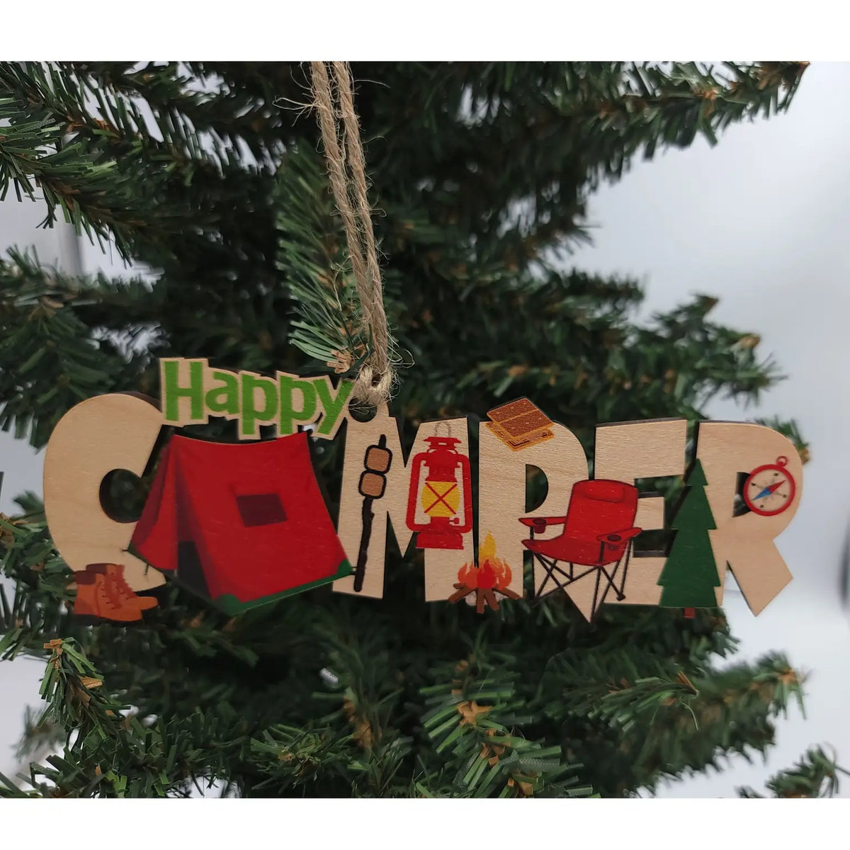 Happy Camper Wood Ornament