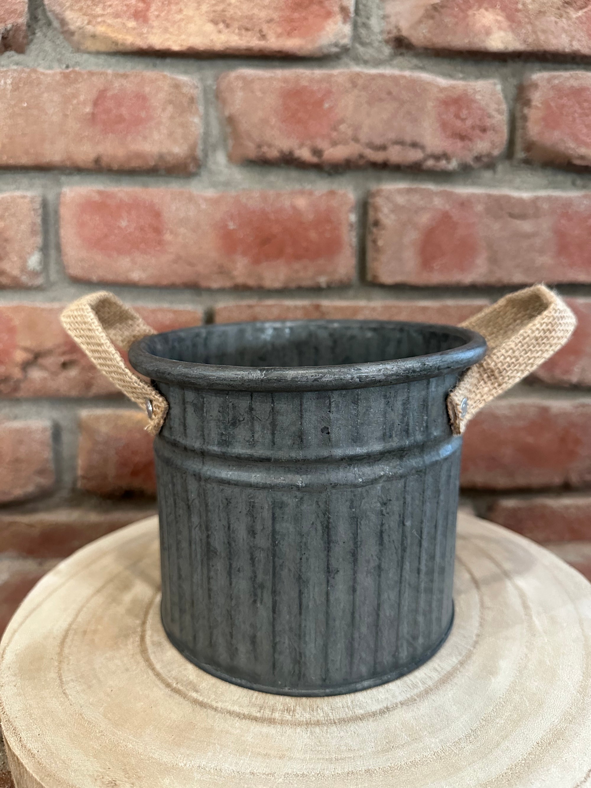 Corrugated Tin Bucket with Jute Handles - Two Styles