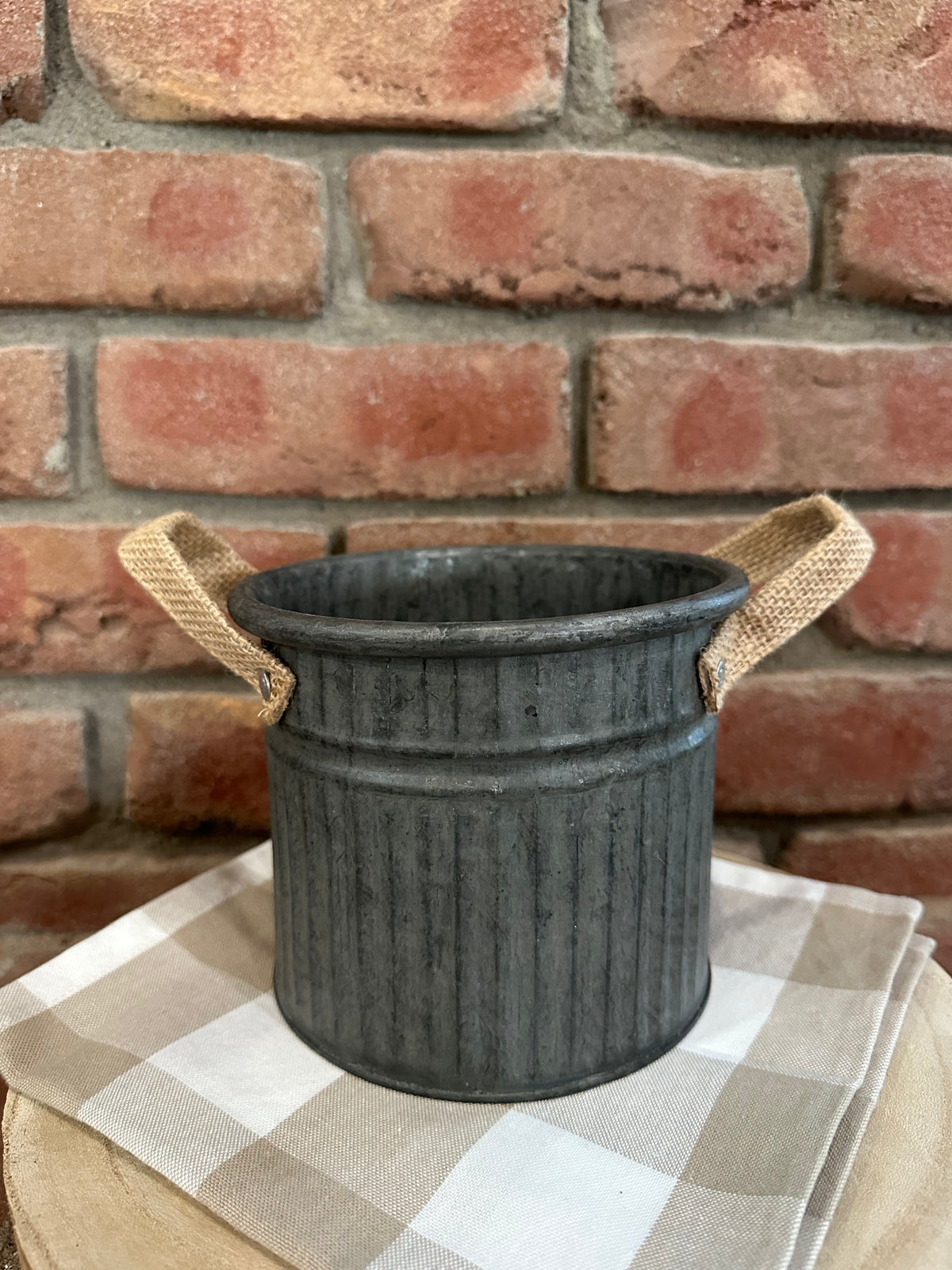 Corrugated Tin Bucket with Jute Handles - Two Styles