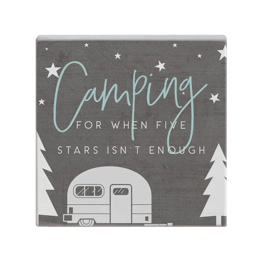 Camping Five Stars Wood Sign