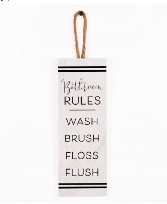 Bathroom Rules Hanging Sign