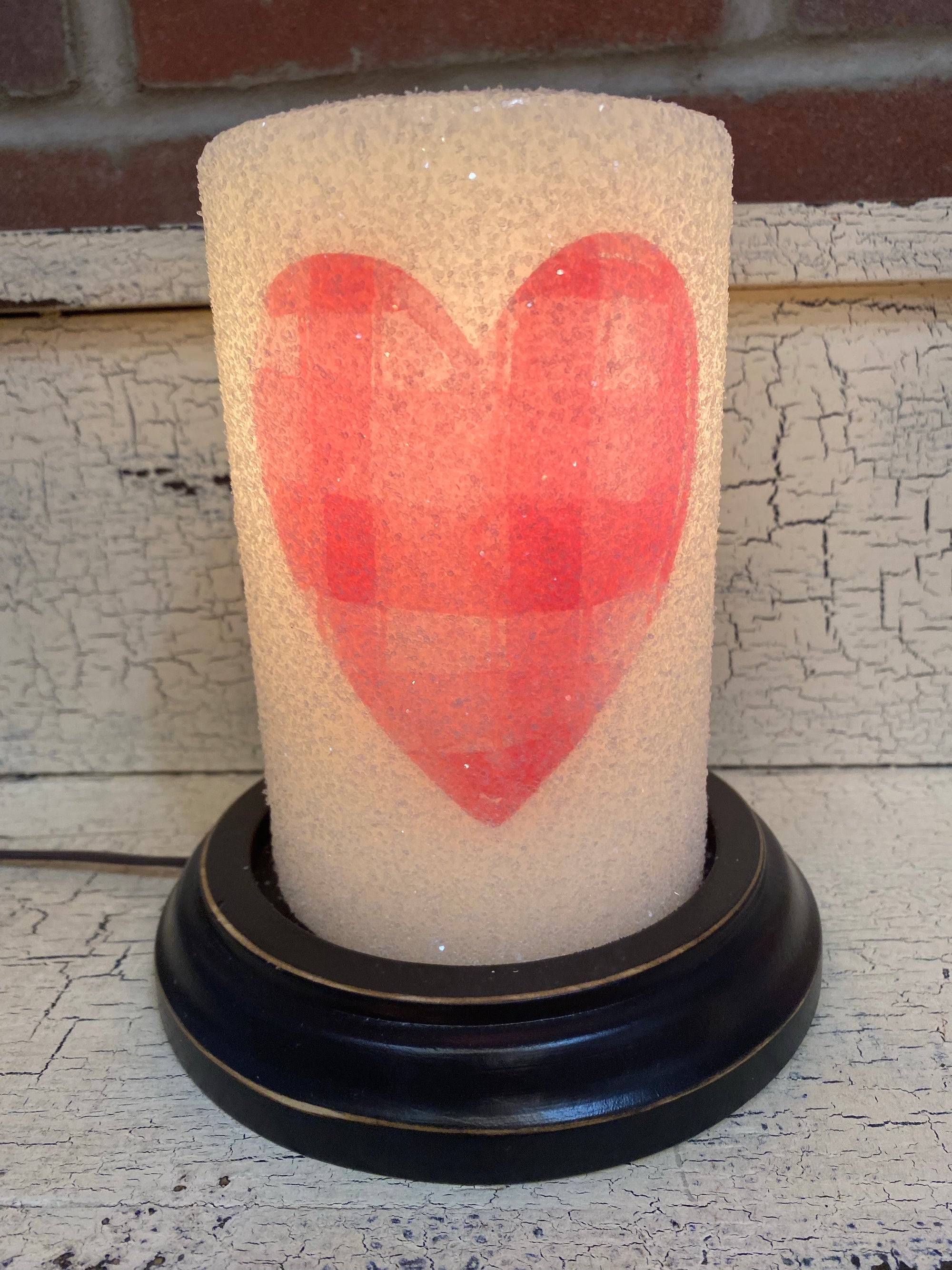Valentine Plaid Heart Candle Sleeve