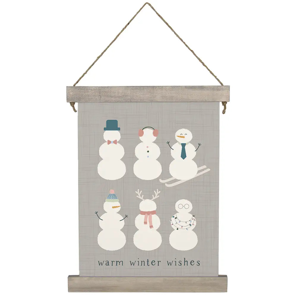 Winter Wishes Snowmen Hanging Canvas