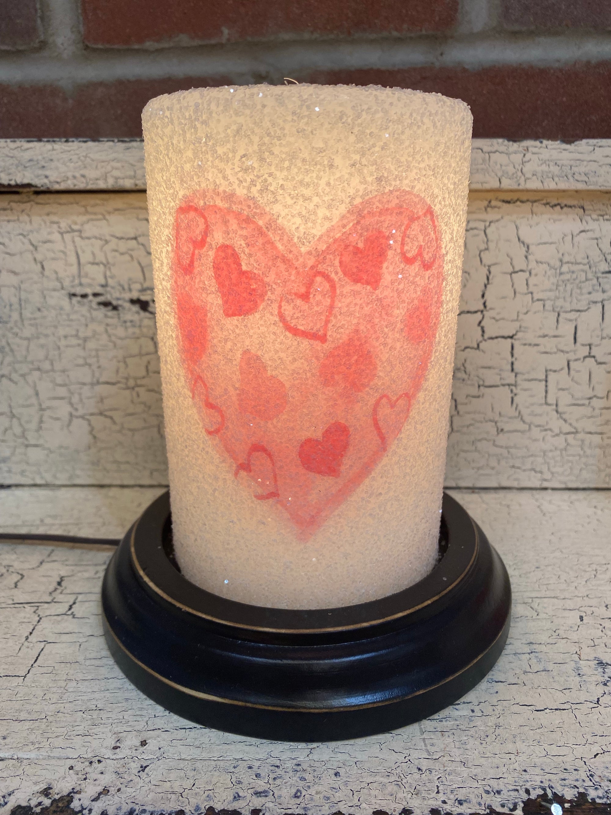 Valentine Hearts in Heart Candle Sleeve