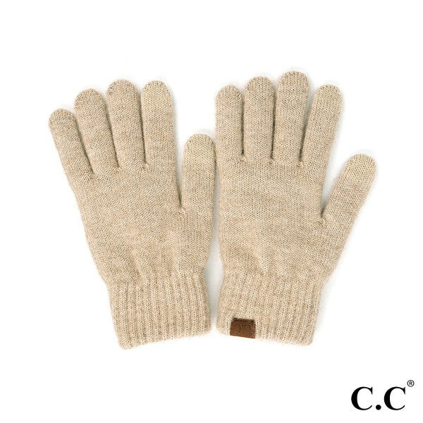 C.C Heather Knit Gloves - Beige