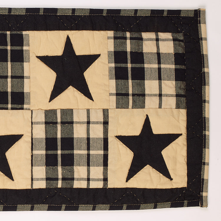 Black Farmhouse Star 36” Quilted Runner