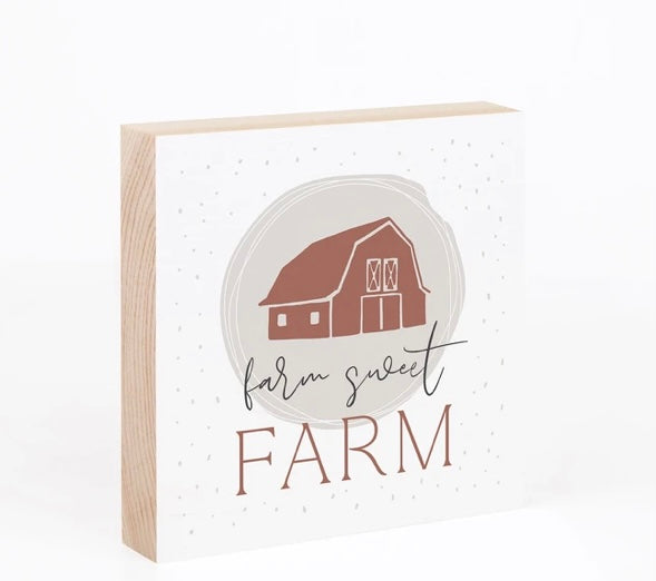 Farm Sweet Farm Wood Block