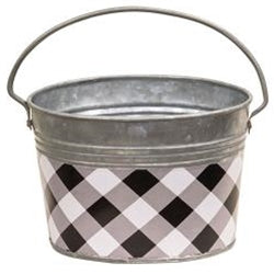 Black &amp; White Buffalo Check Oval Pails - 2 Sizes
