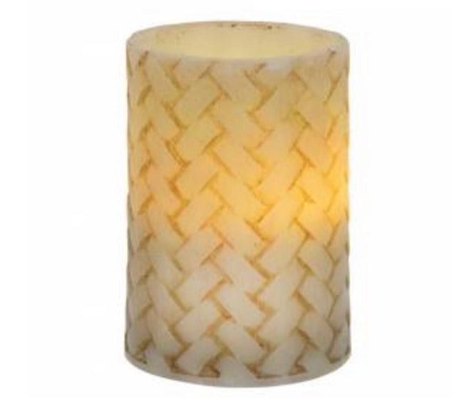Basketweave Pillar Timer Candles - Two sizes