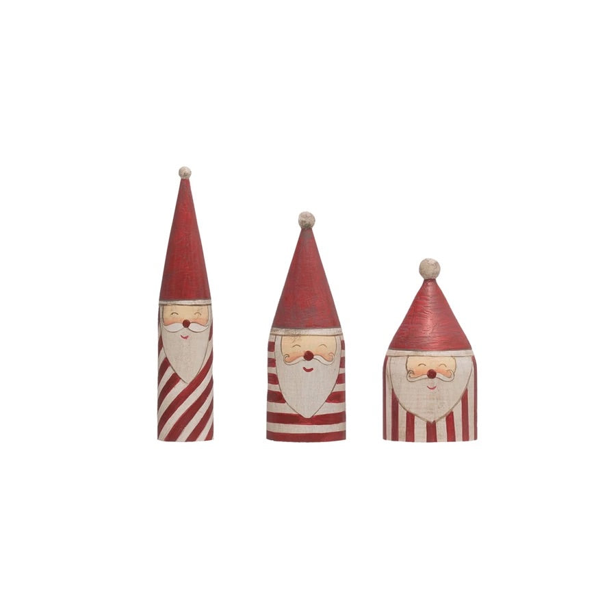 Wood Santas with Stripes - 3 Styles