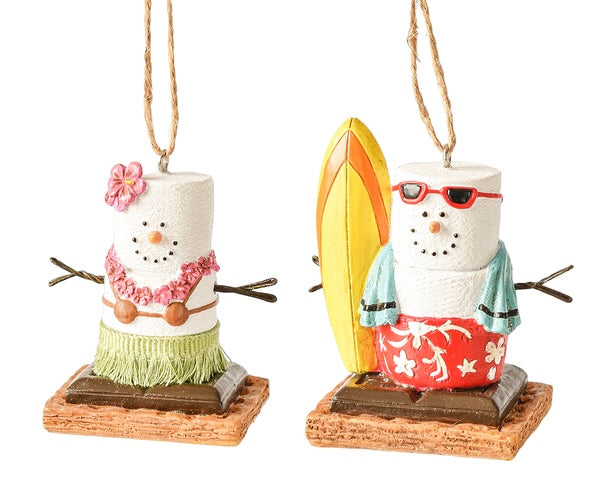 S’mores Beach Couple Ornament - 2 Styles