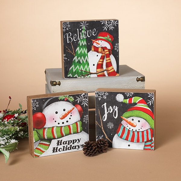 Wood Snowman Block - 3 Styles