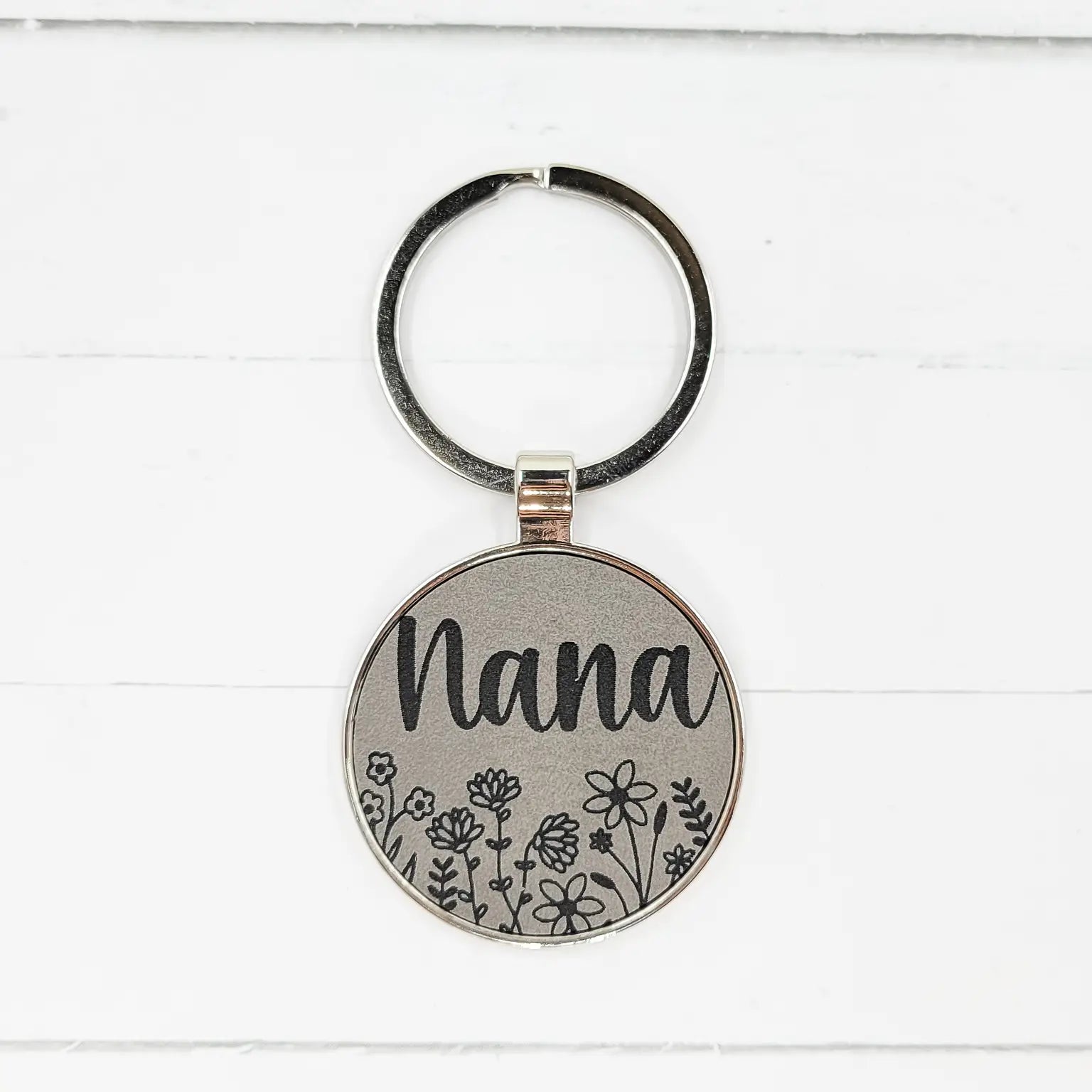 Nana Engraved Leatherette Keychain