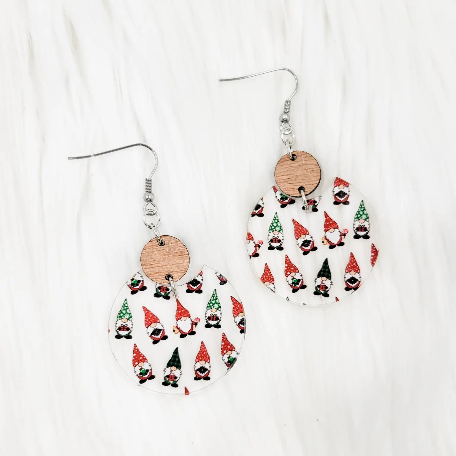 Christmas Gnomes Semi Circle Earrings
