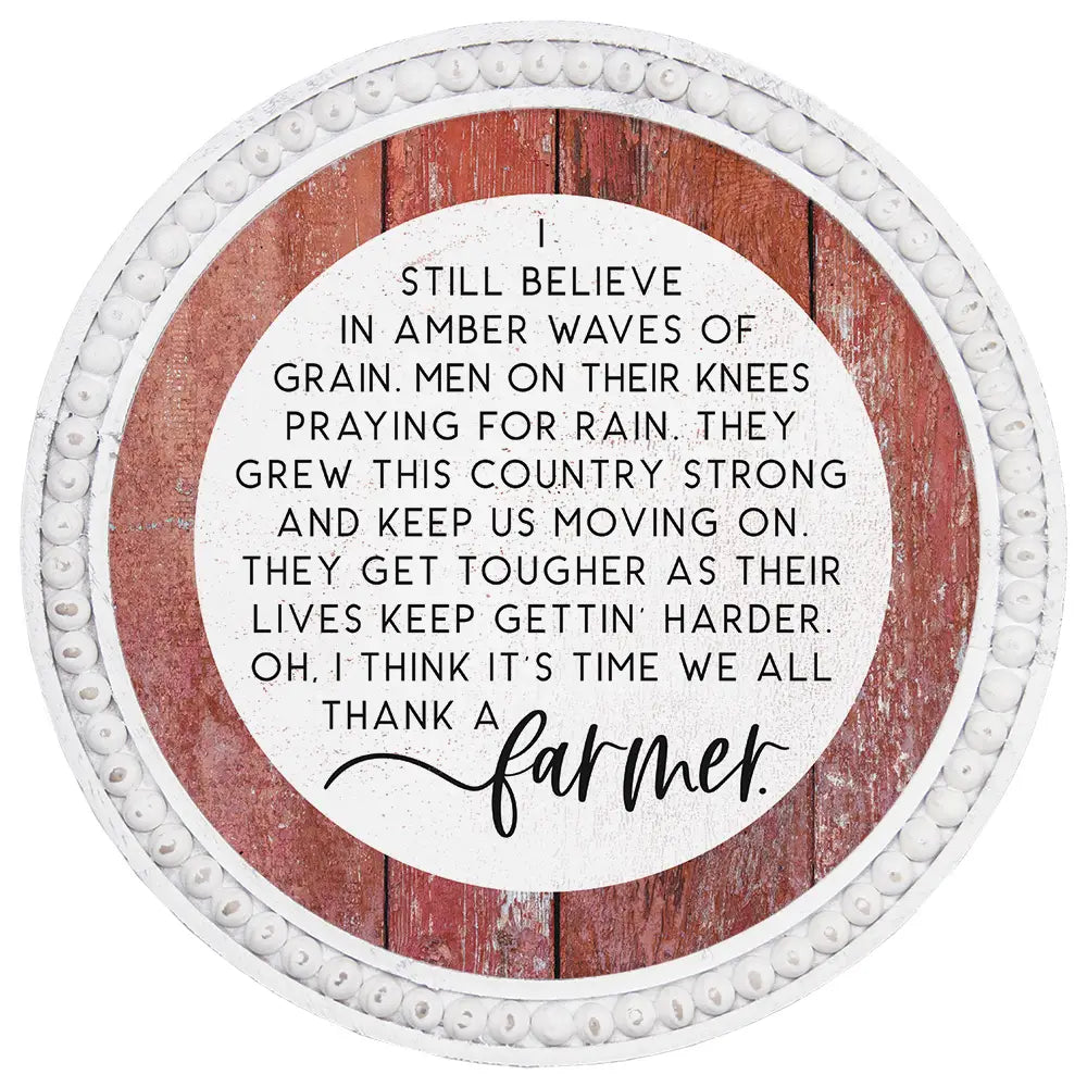 Thank A Farmer Beaded Round Art