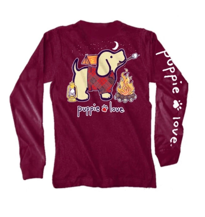 Puppie Love Camping Pup Long Sleeve Tee