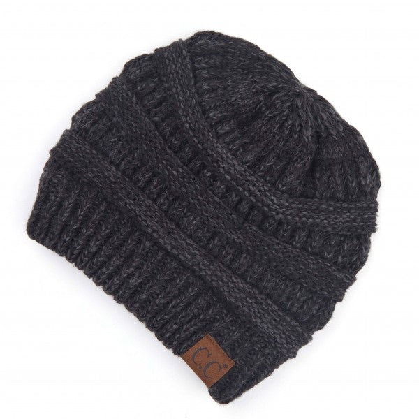 C.C Multicolor Ribbed Beanie - Black/Grey