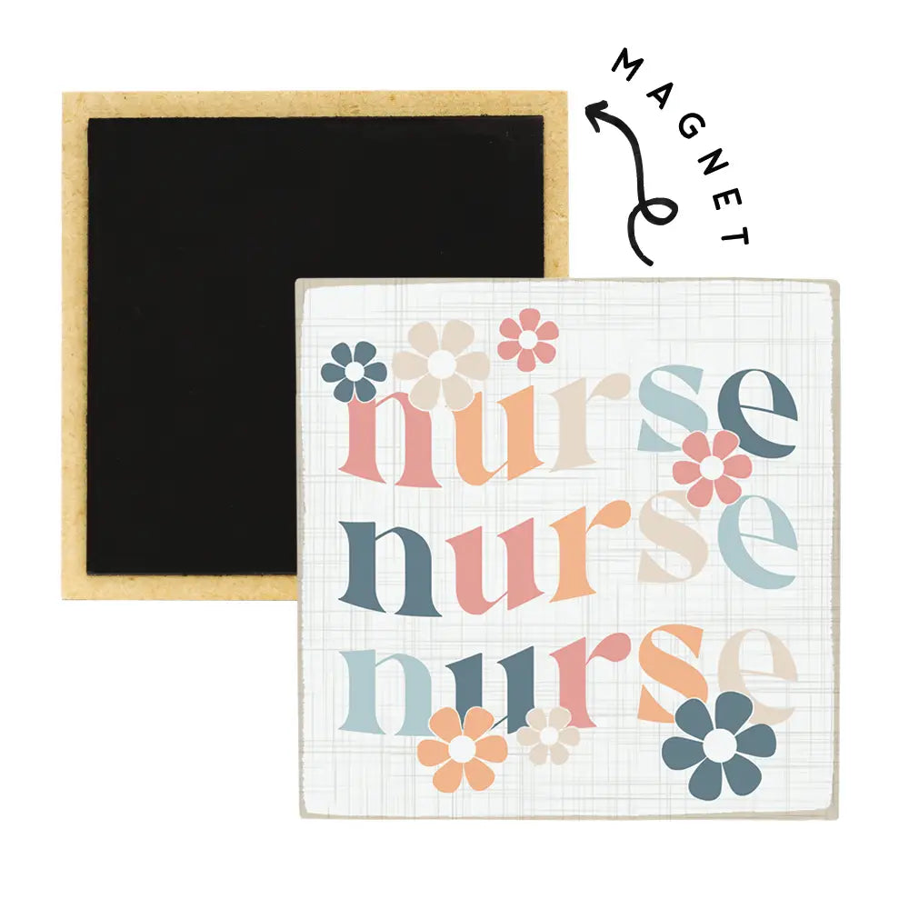 Nurse Flowers Square Magnet