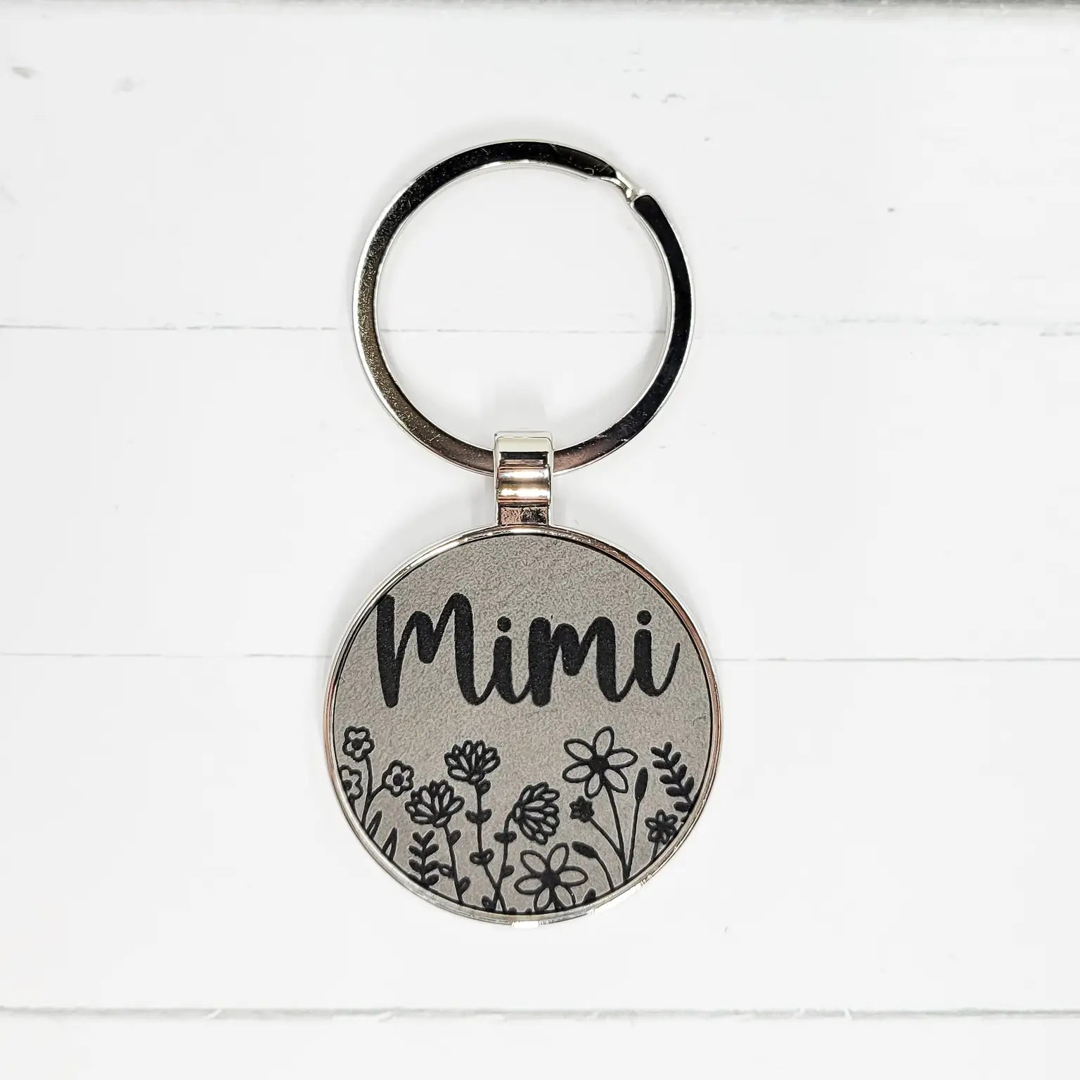 Mimi Engraved Leatherette Keychain